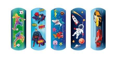 Verschiedene Nexcare Happy Kids Cool Pflaster aus einer Packung

