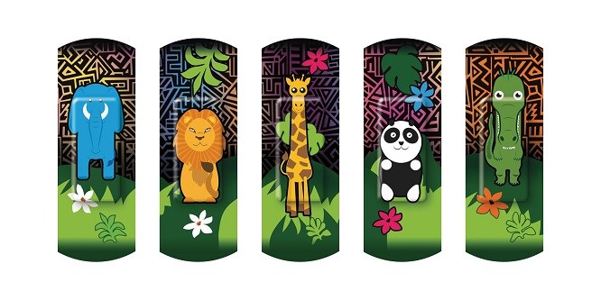 Verschiedene Happy Kids Animals Pflaster aus einer Packung

